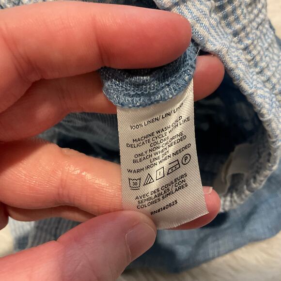 Lou & Grey 100% Linen Blue Chambray Pull On Casual Shorts - Size XS - Picture 4 of 8